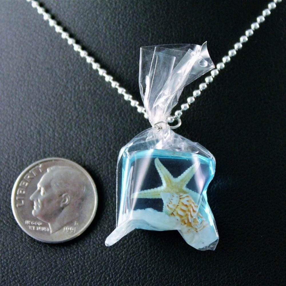Blue Starfish Resin Necklace - Casual Beach Pendant
